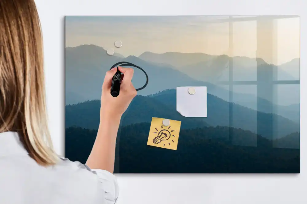 Tableau magnétique pour écriture motif paysage artistique abstrait