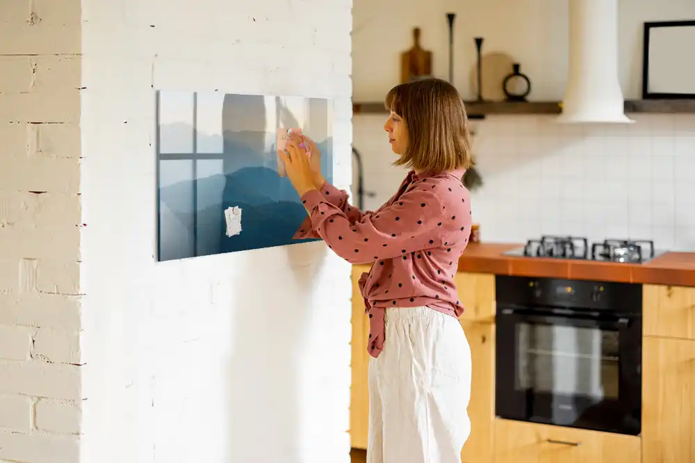 Tableau magnétique pour écriture motif paysage artistique abstrait