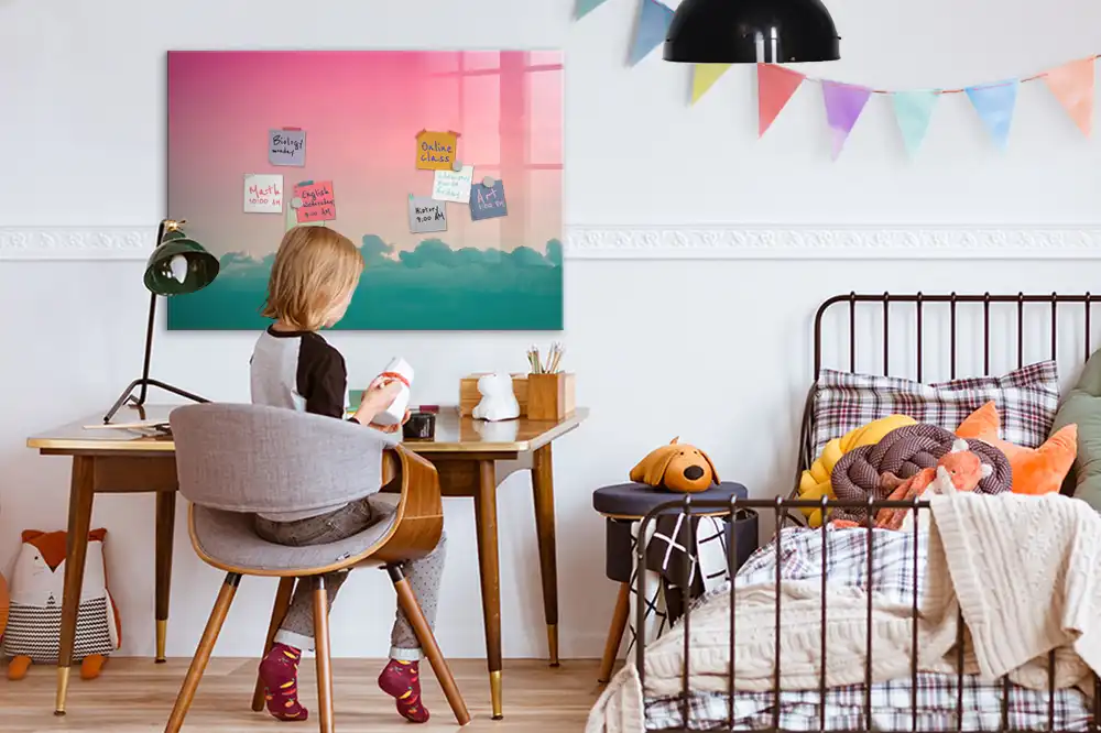Tableau blanc magnétique effaçable à sec à motifs colorés dégradés