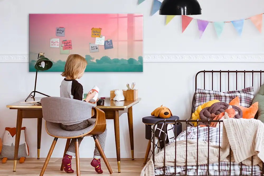Tableau blanc magnétique effaçable à sec à motifs colorés dégradés