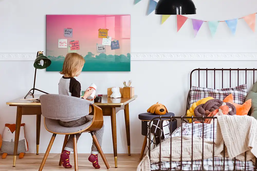 Tableau blanc magnétique effaçable à sec à motifs colorés dégradés