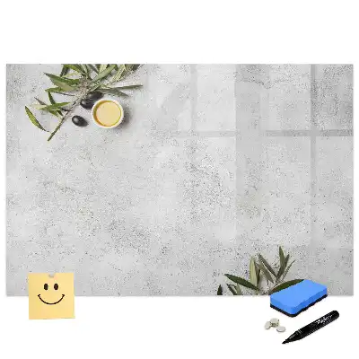 Tableau magnétique à dessiner motif branches d'olivier minimalistes