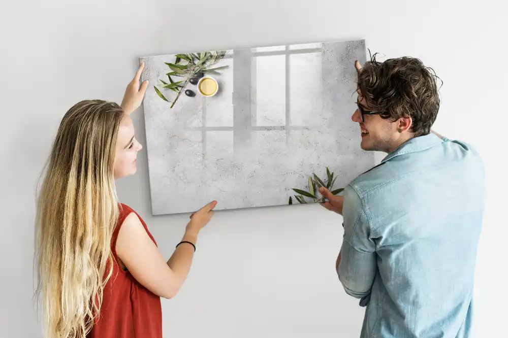 Tableau magnétique à dessiner motif branches d'olivier minimalistes