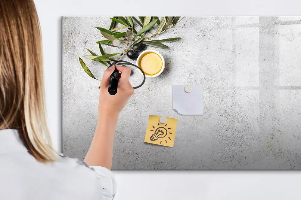 Tableau magnétique à dessiner motif branches d'olivier minimalistes