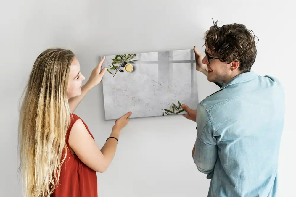 Tableau magnétique à dessiner motif branches d'olivier minimalistes