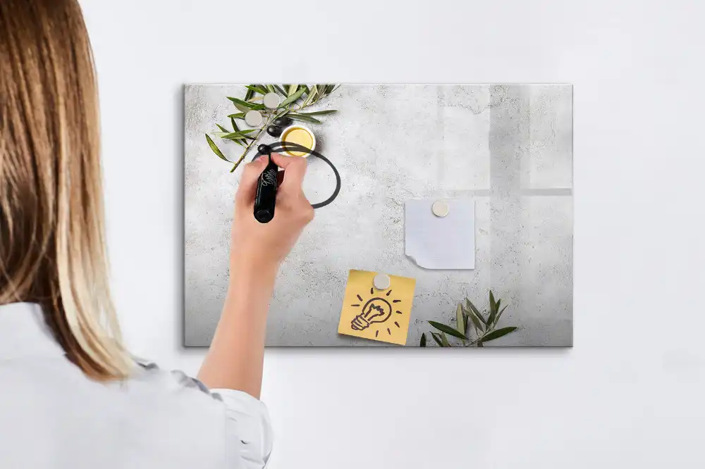 Tableau magnétique à dessiner motif branches d'olivier minimalistes