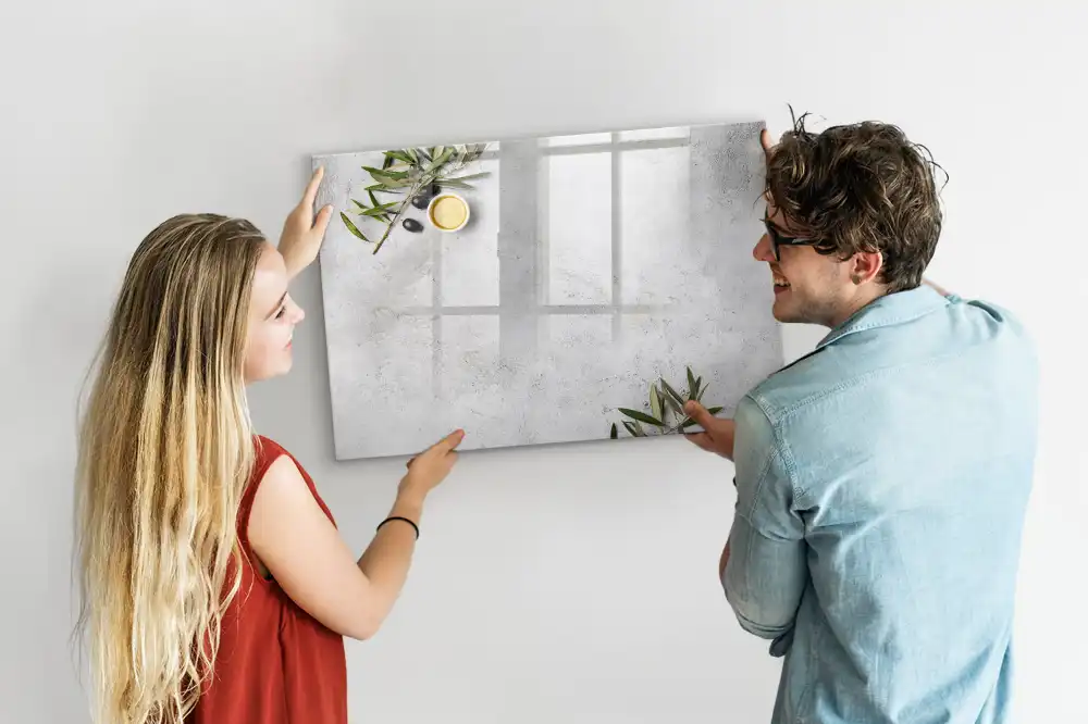 Tableau magnétique à dessiner motif branches d'olivier minimalistes