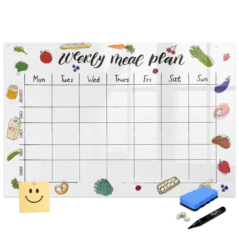 Tableau blanc magnétique effaçable pour planning hebdomadaire