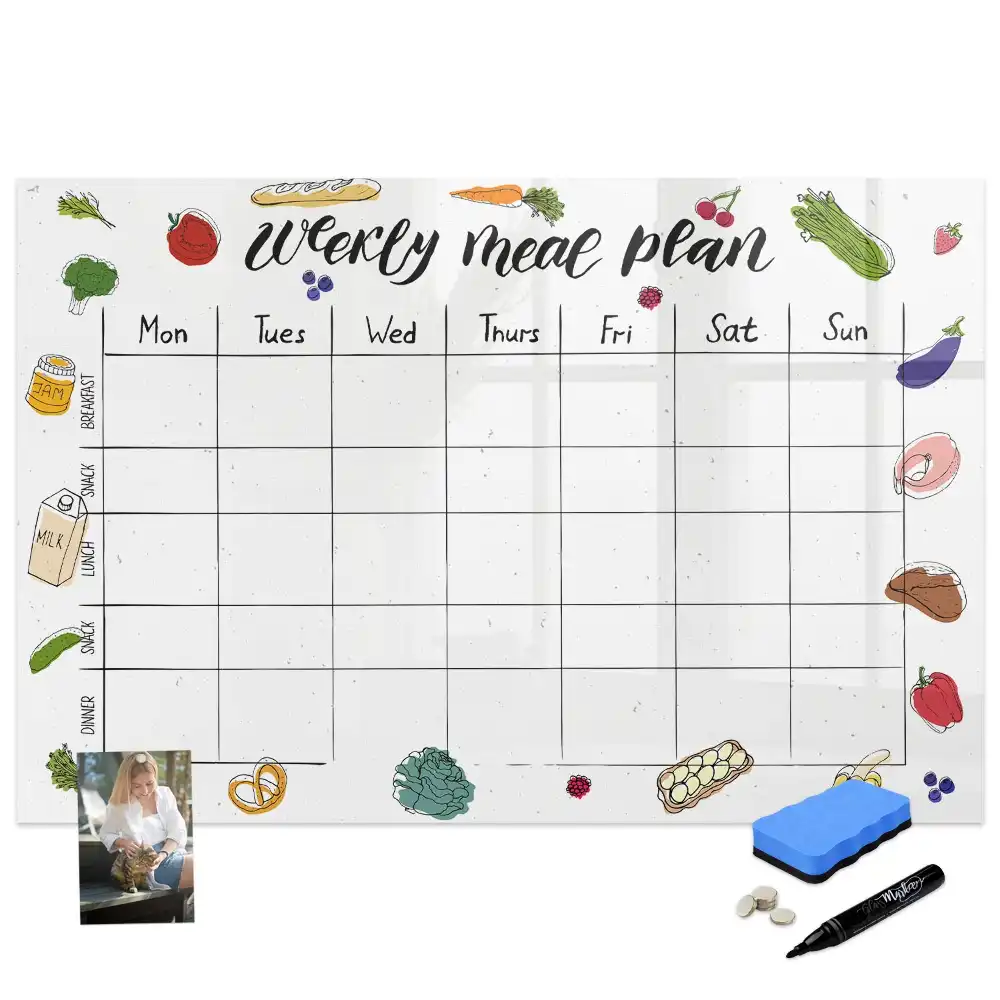 Tableau blanc magnétique effaçable pour planning hebdomadaire