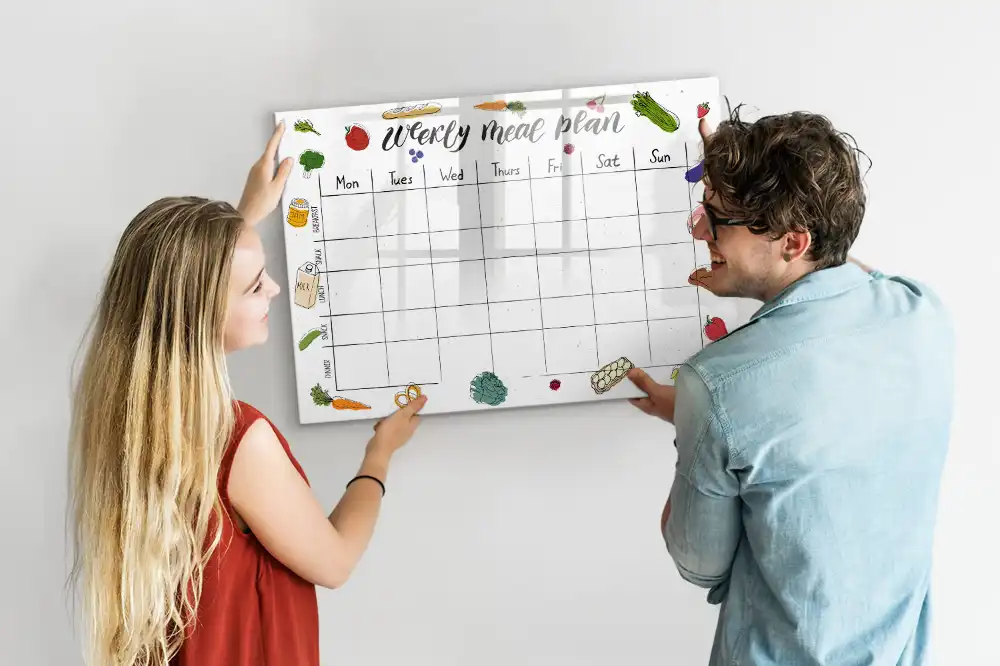 Tableau blanc magnétique effaçable pour planning hebdomadaire