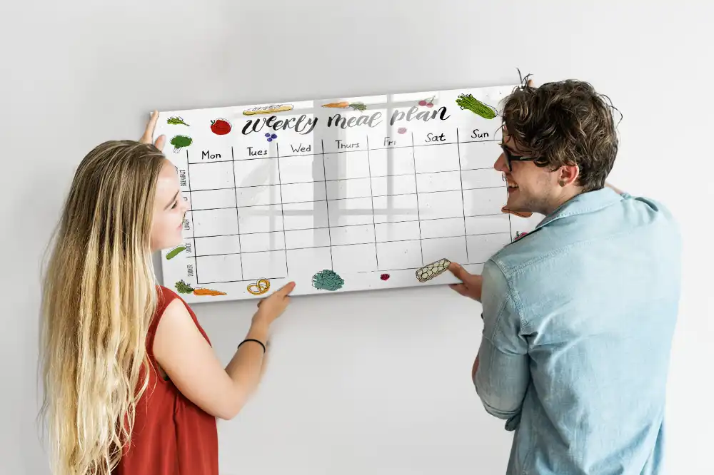 Tableau blanc magnétique effaçable pour planning hebdomadaire
