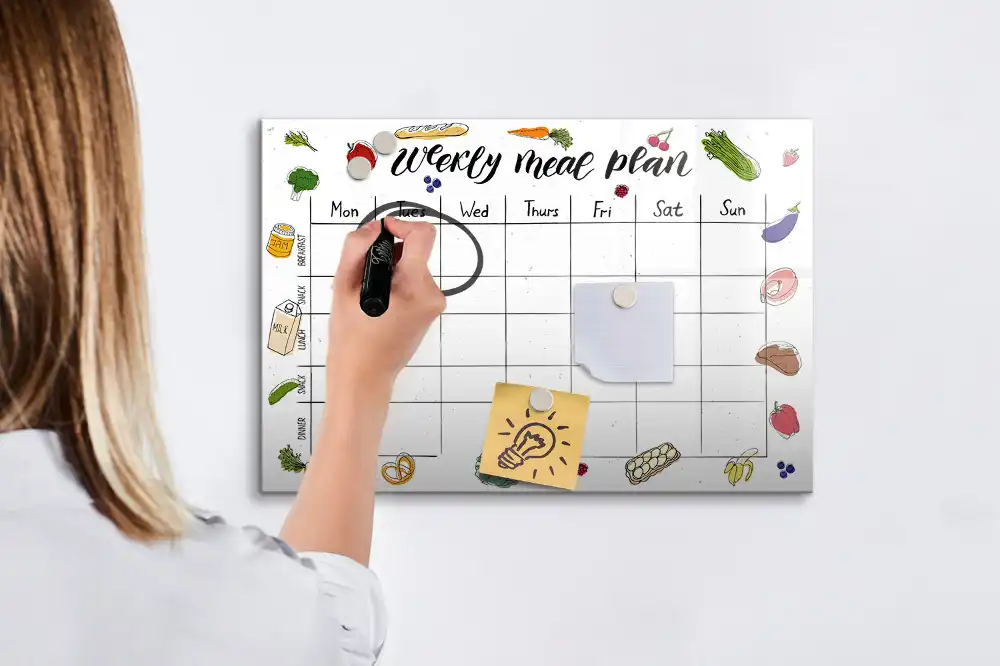 Tableau blanc magnétique effaçable pour planning hebdomadaire