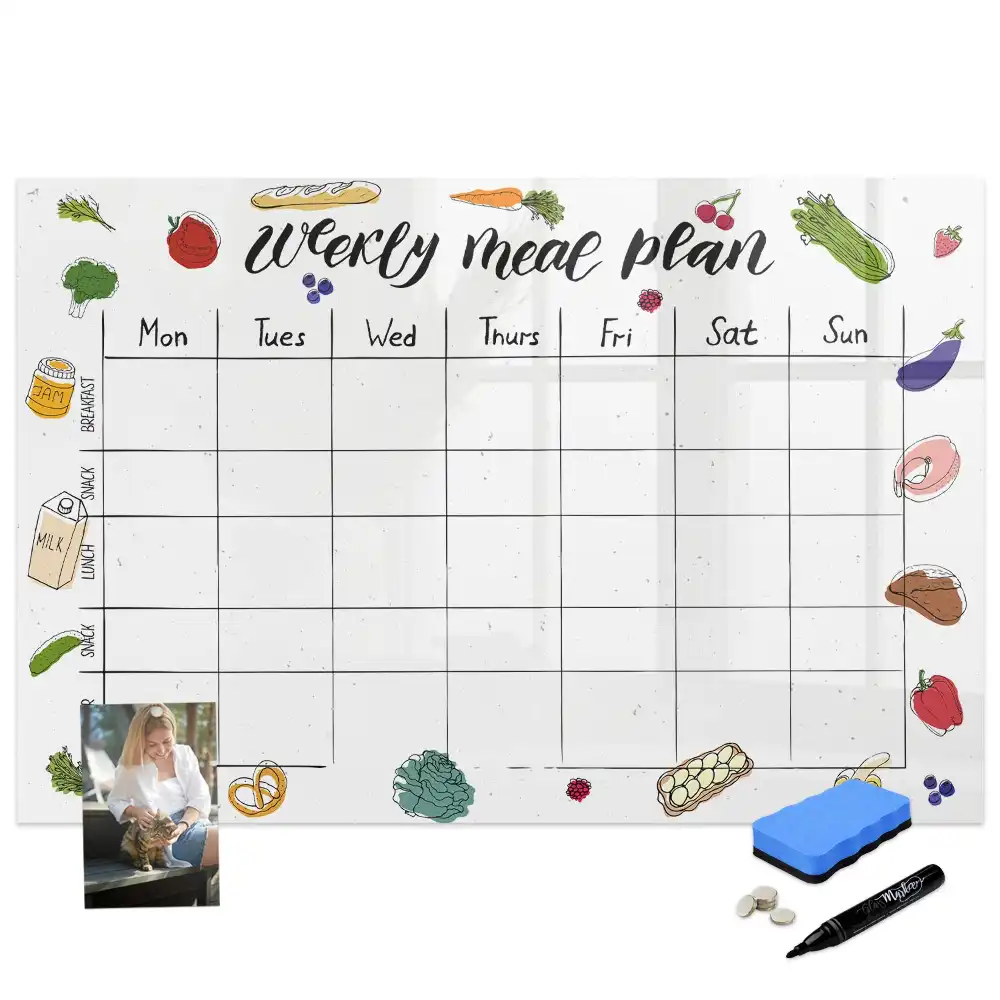 Tableau blanc magnétique effaçable pour planning hebdomadaire