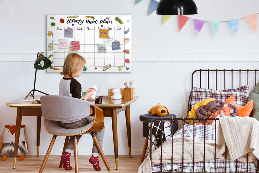 Tableau blanc magnétique effaçable pour planning hebdomadaire