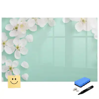 Tableau blanc magnétique effaçable à sec motif marguerites