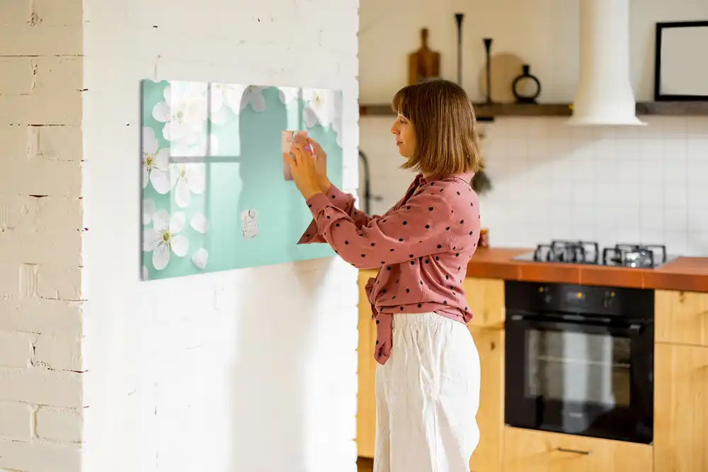 Tableau blanc magnétique effaçable à sec motif marguerites