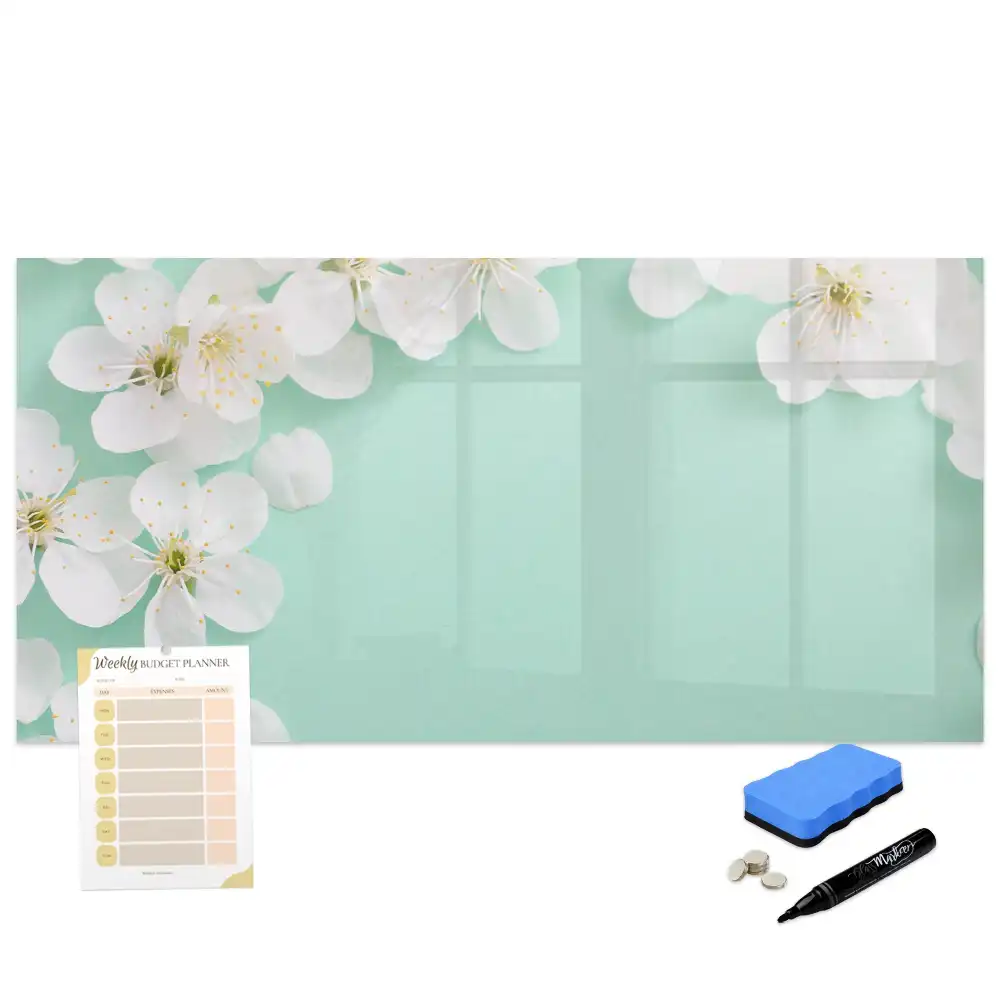 Tableau blanc magnétique effaçable à sec motif marguerites