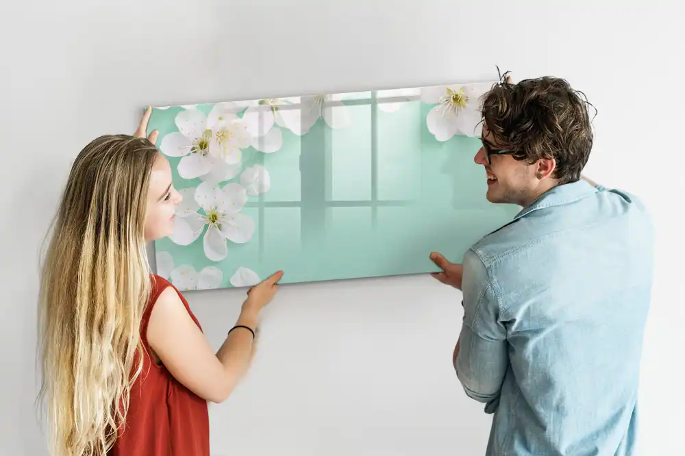 Tableau blanc magnétique effaçable à sec motif marguerites