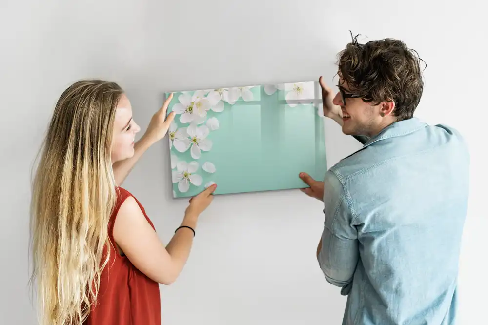 Tableau blanc magnétique effaçable à sec motif marguerites