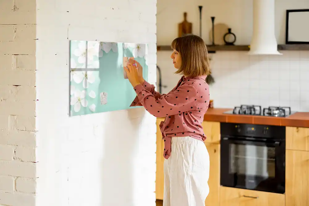 Tableau blanc magnétique effaçable à sec motif marguerites