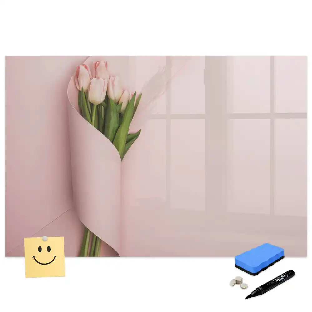 Tableau magnétique pour écriture motif bouquet de fleurs