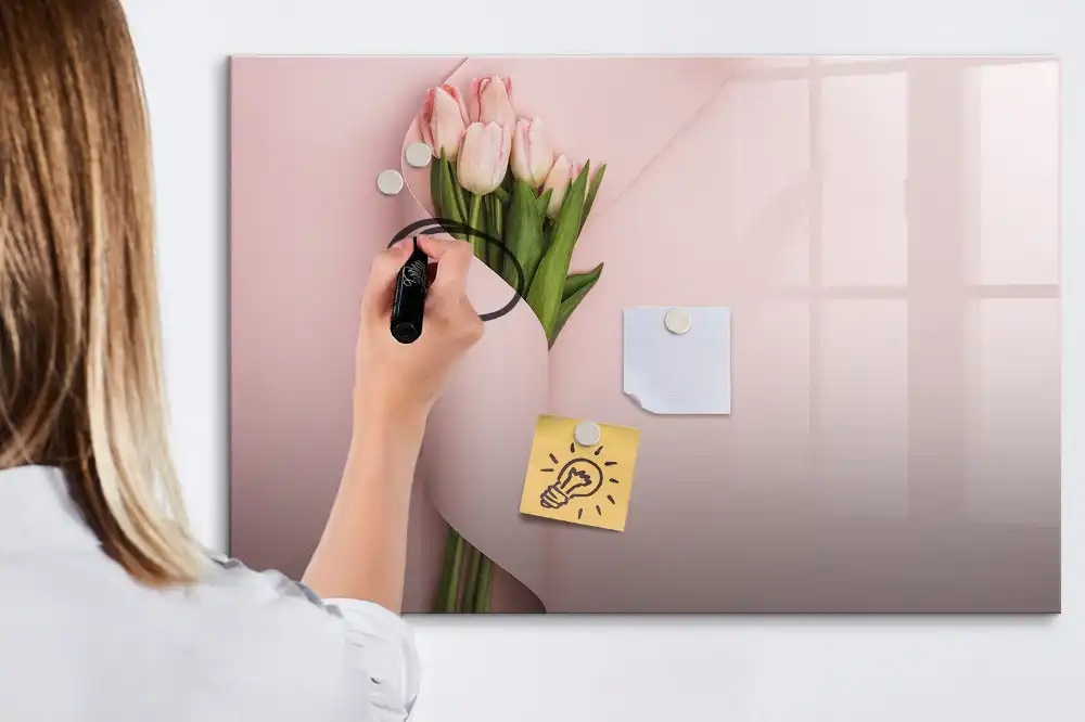 Tableau magnétique pour écriture motif bouquet de fleurs