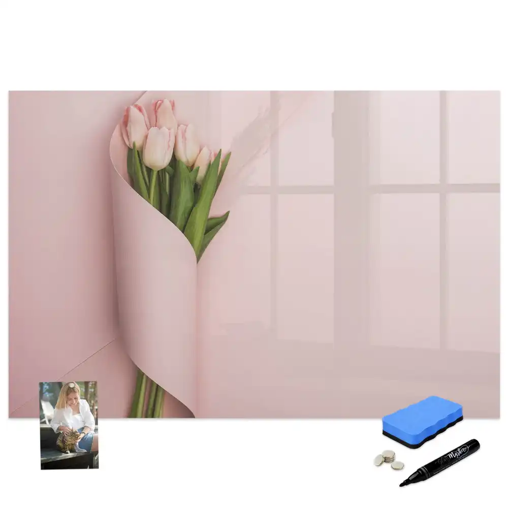 Tableau magnétique pour écriture motif bouquet de fleurs