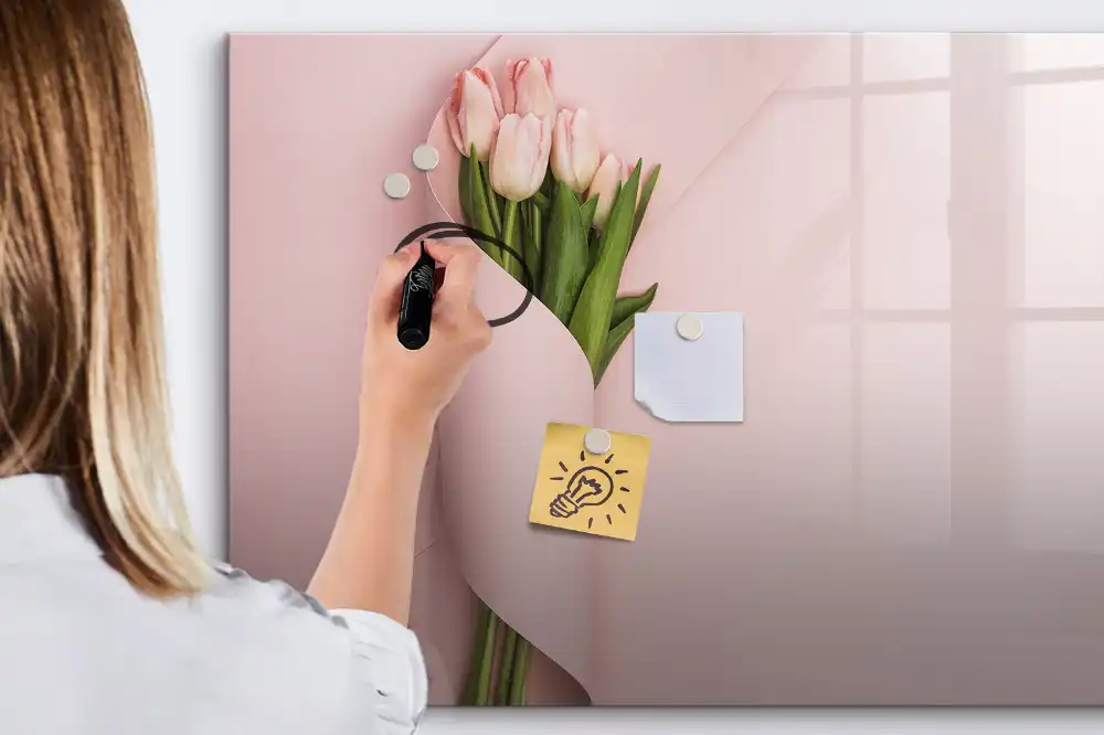 Tableau magnétique pour écriture motif bouquet de fleurs