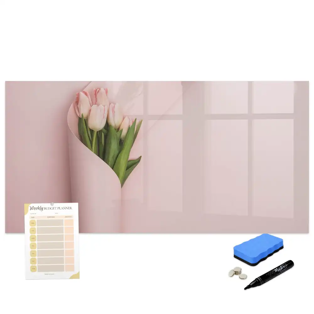 Tableau magnétique pour écriture motif bouquet de fleurs