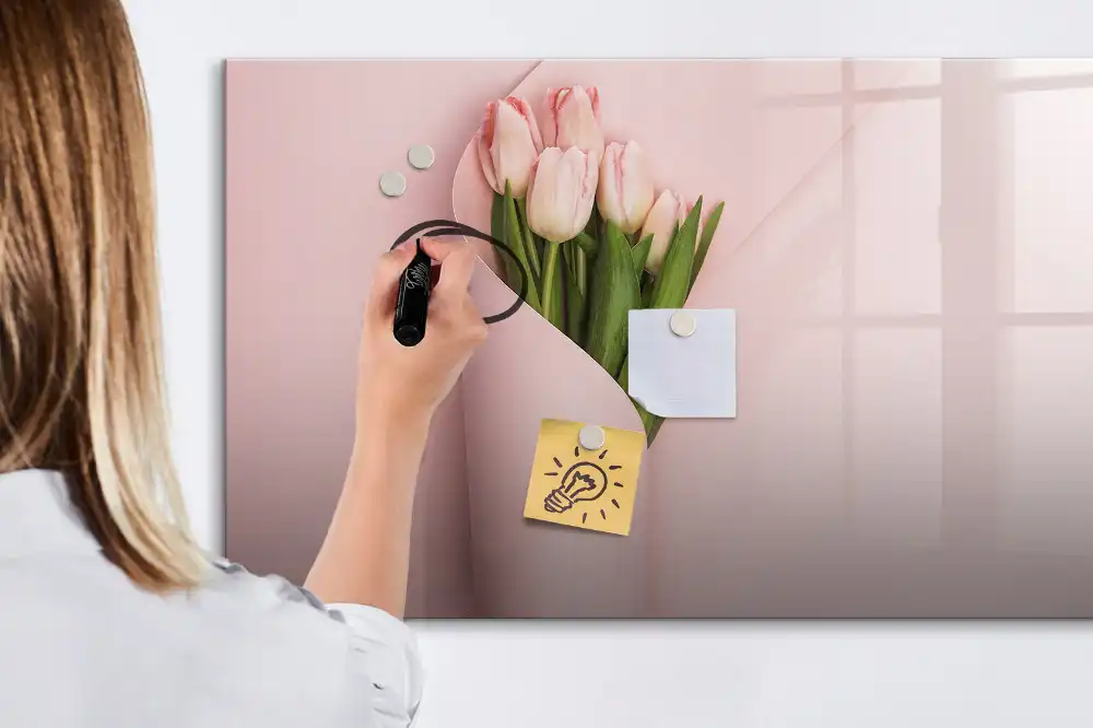 Tableau magnétique pour écriture motif bouquet de fleurs