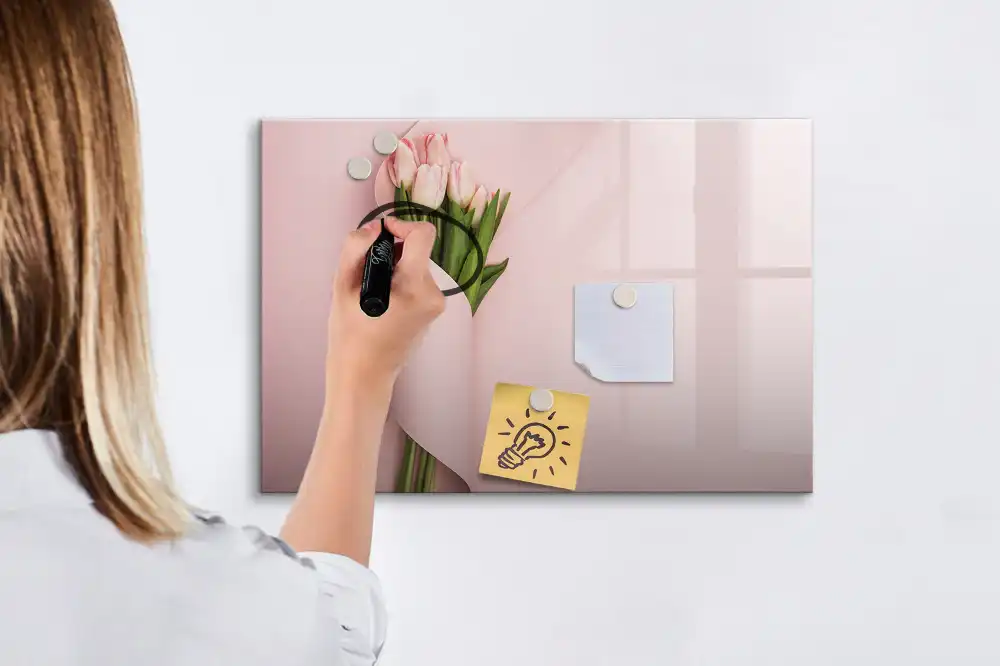 Tableau magnétique pour écriture motif bouquet de fleurs