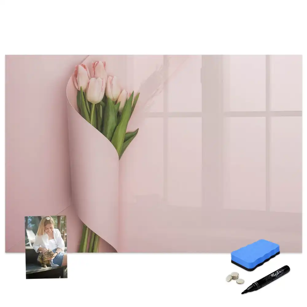 Tableau magnétique pour écriture motif bouquet de fleurs