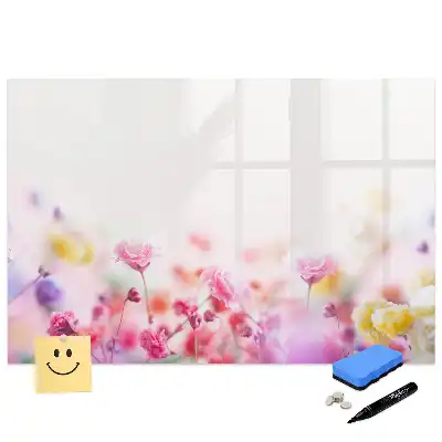 Tableau blanc magnétique effaçable à sec motif fleurs dans une prairie verte