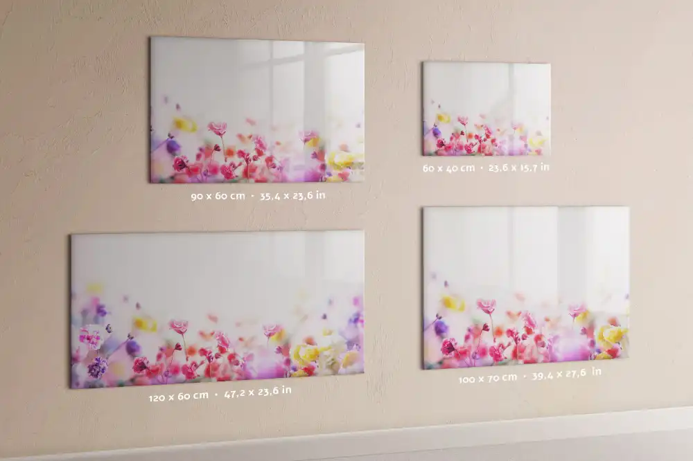 Tableau blanc magnétique effaçable à sec motif fleurs dans une prairie verte