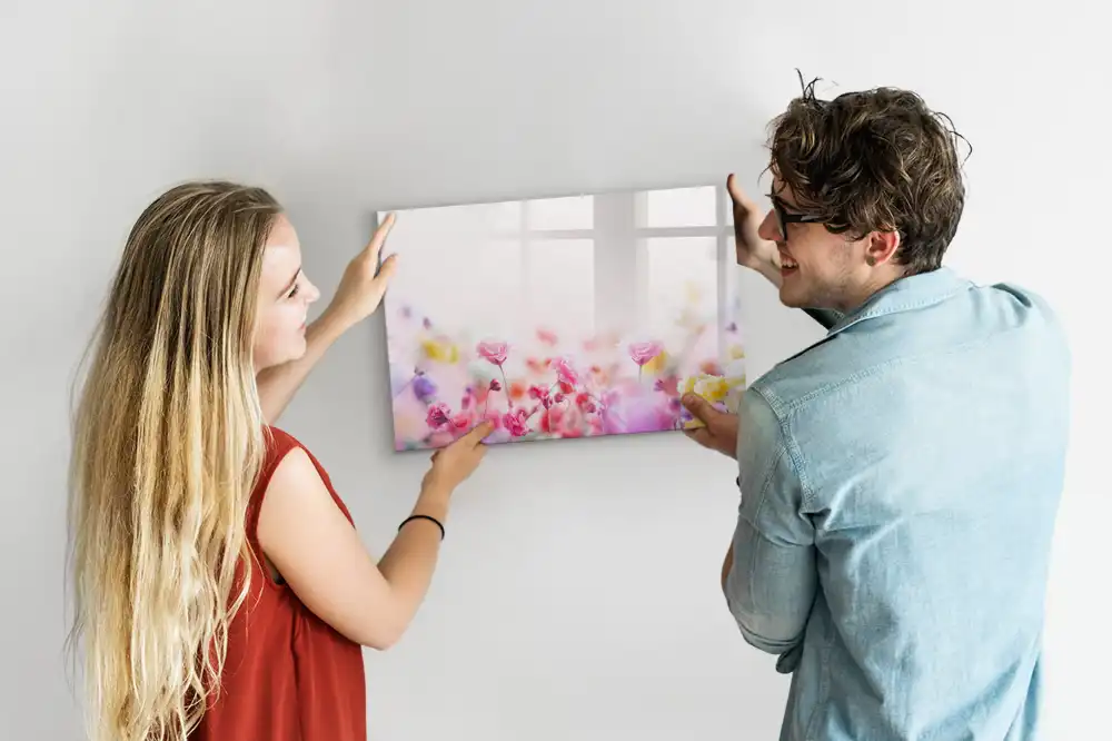 Tableau blanc magnétique effaçable à sec motif fleurs dans une prairie verte