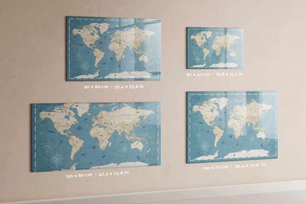Tableau magnétique à dessiner carte du monde style vintage