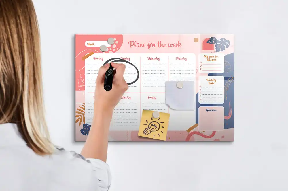 Tableau magnétique hebdomadaire pour emploi du temps