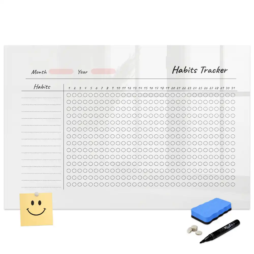 Tableau blanc magnétique effaçable à sec pour le suivi des habitudes quotidiennes
