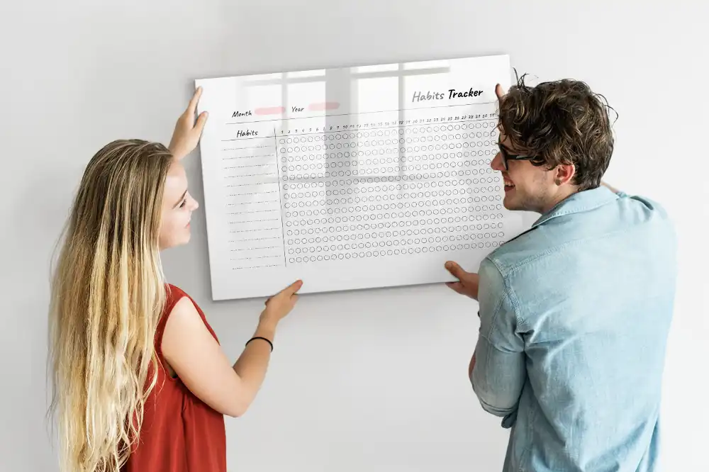 Tableau blanc magnétique effaçable à sec pour le suivi des habitudes quotidiennes