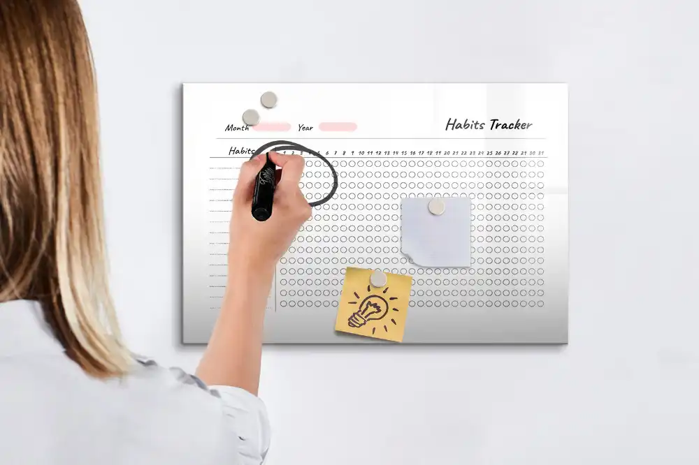 Tableau blanc magnétique effaçable à sec pour le suivi des habitudes quotidiennes