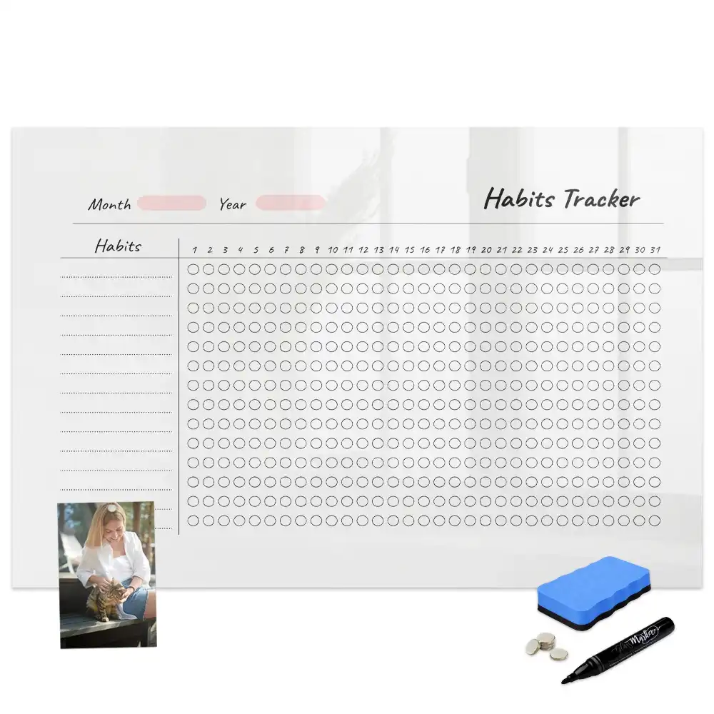 Tableau blanc magnétique effaçable à sec pour le suivi des habitudes quotidiennes