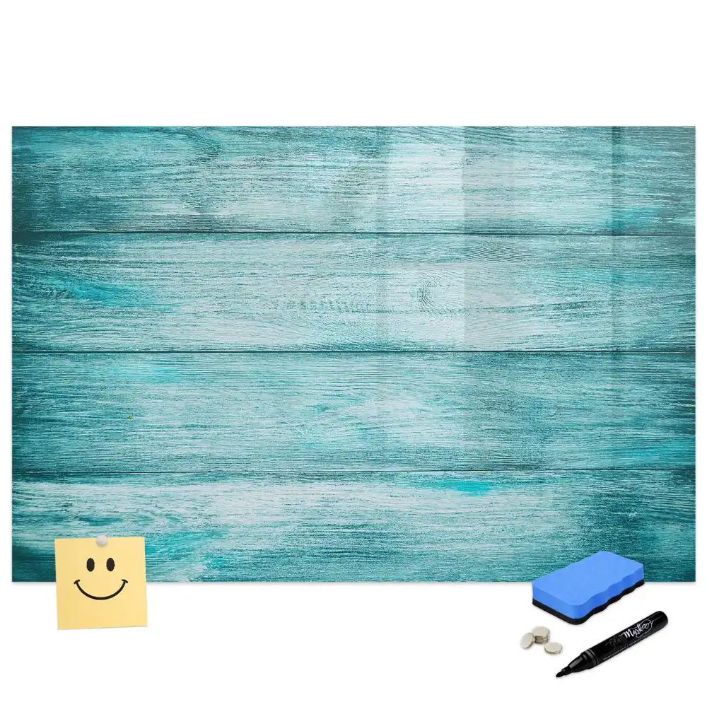 Tableau magnétique en bois bleu vieilli pour écriture