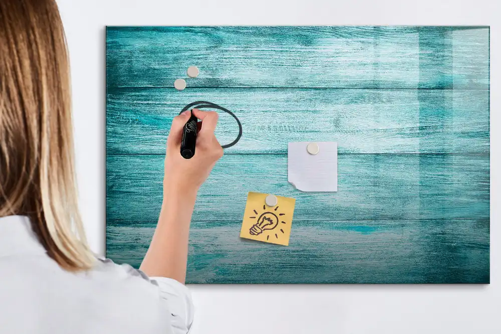 Tableau magnétique en bois bleu vieilli pour écriture