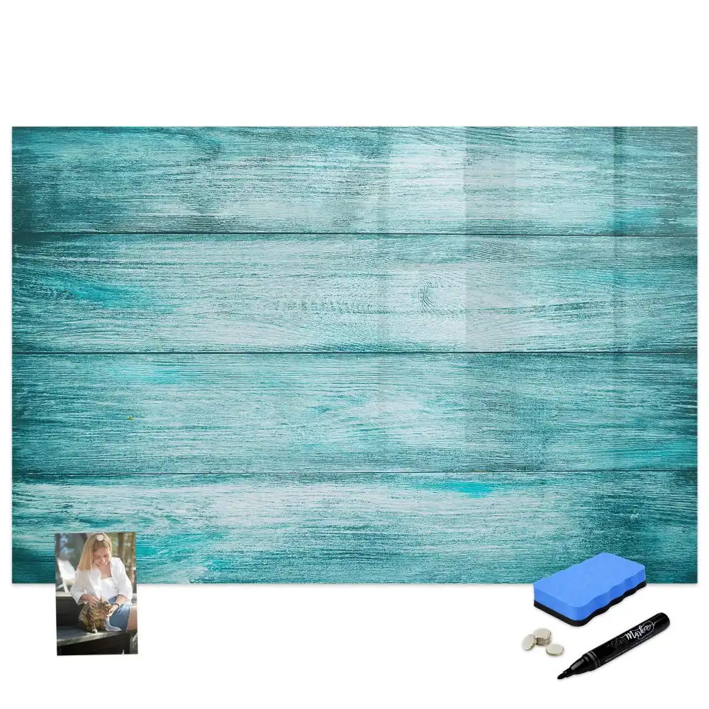 Tableau magnétique en bois bleu vieilli pour écriture