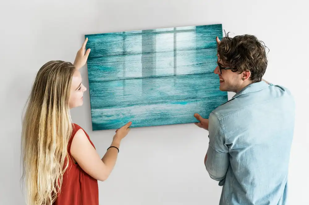 Tableau magnétique en bois bleu vieilli pour écriture