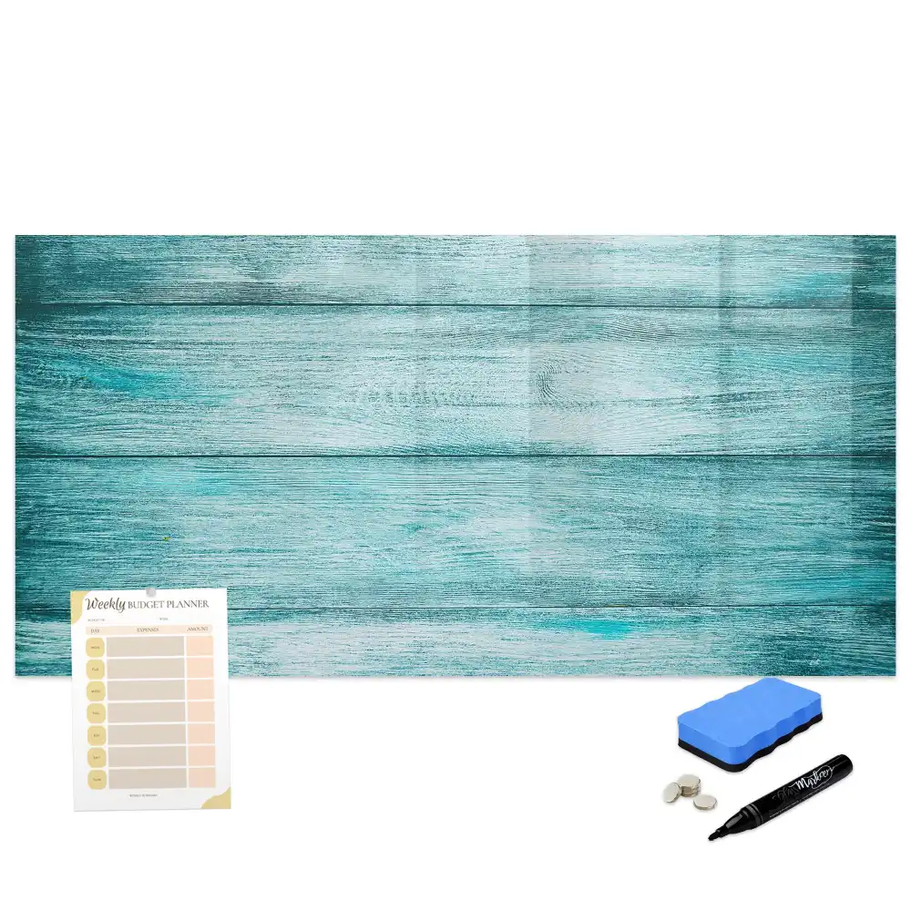 Tableau magnétique en bois bleu vieilli pour écriture