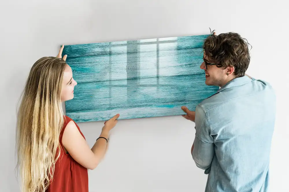 Tableau magnétique en bois bleu vieilli pour écriture