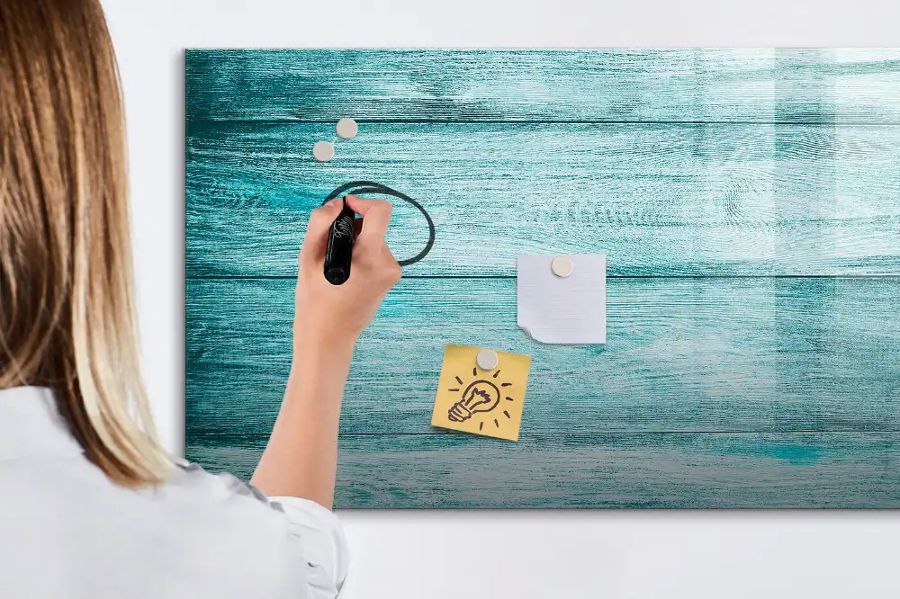 Tableau magnétique en bois bleu vieilli pour écriture