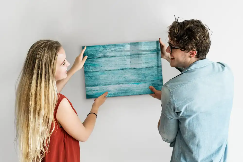 Tableau magnétique en bois bleu vieilli pour écriture