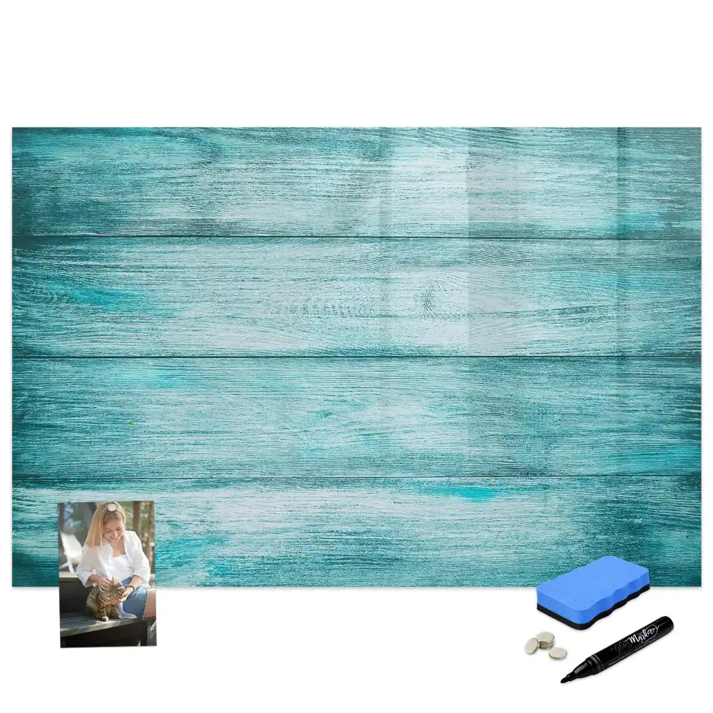 Tableau magnétique en bois bleu vieilli pour écriture